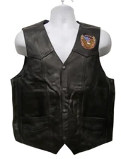 Men's vest leather vest with eagle flag embroidered logo NEW