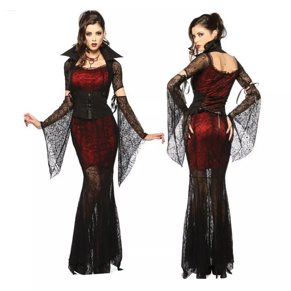 Deluxe Womens Gothic Vampire Costume For Halloween Cosplay Masquerade 