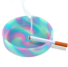 Large Silicone Ashtray 4.7 in Round Trippy Cigars Cigarettes Ash Tray