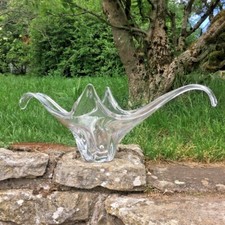 Ancienne grande coupe à Fruits en Cristal, Beau Design