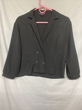 Top Shop Women Long Sleeve Jacket V-neck Button Up Front Shirt Crop Waist Size 2