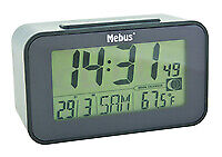 51460 Mebus Funk-Wecker digital ohne 2x AAA Batterien 7 1x12x4 8cm anthrazit ~D~ - Bild 1 von 1