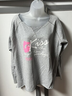 Lipstick LipSense Senegence Ladies Sweatshirt XL Gray Worn Shabby Chic