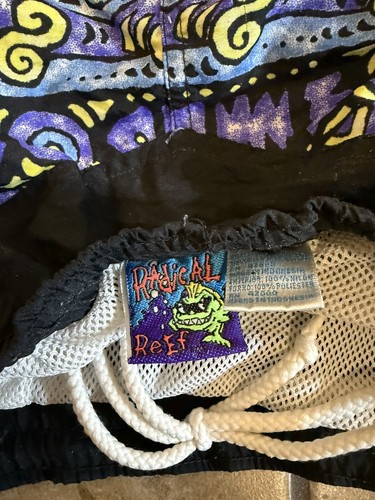 Vtg 90s Radical Reef Swim Trunks Hawaiian Boys Size Large 10/12 - Picture 3 of 3