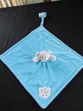 Blankets and Beyond Blue and White Bear Rattle Baby Security Blanket Lovey