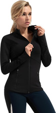 Women'S Slim Fit Workout Jackets - Zip up Athletic Running Jacket with Color-Blo