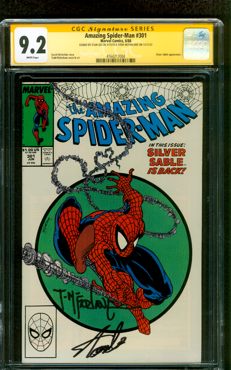 Amazing Spider Man 301 CGC 2XSS 9.2 Stan Lee Todd McFarlane 1988
