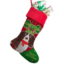 Personalised DOG Christmas Stocking Springer Spaniel Pet Xmas Pup Treat Bag SD52