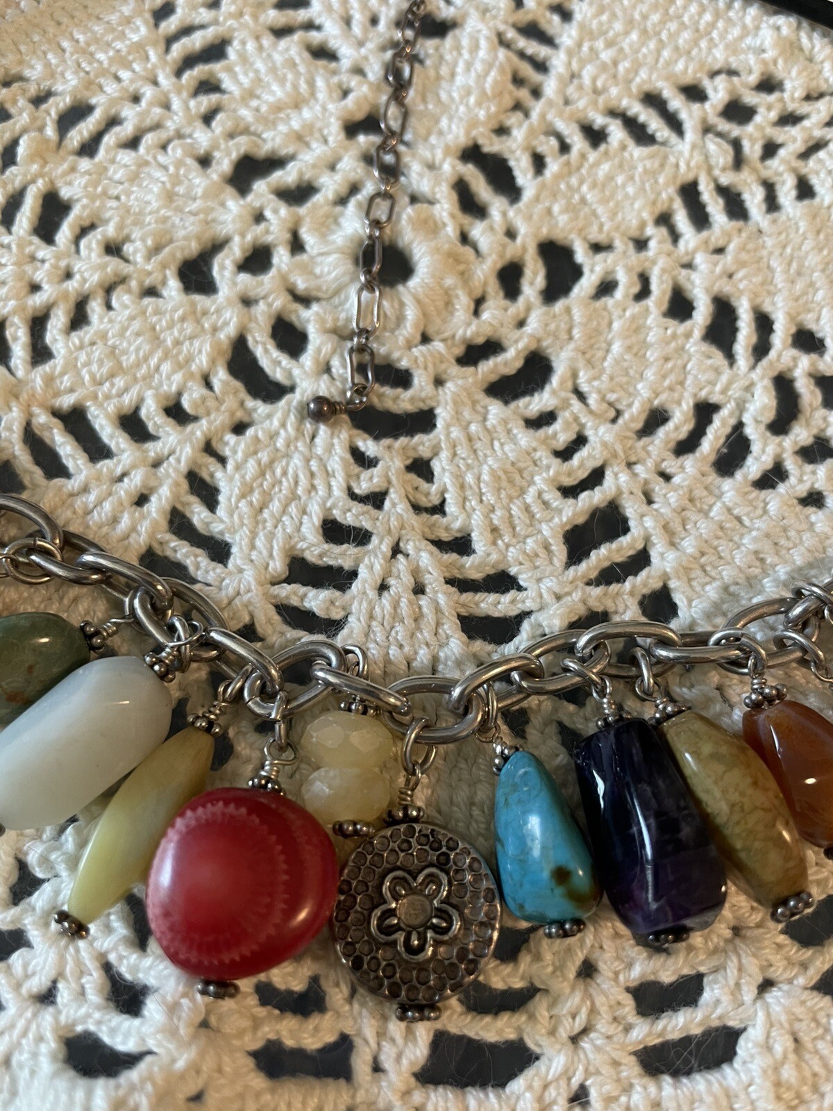 Multi Semi Precious Gemstone Adjustable Necklace - image 3