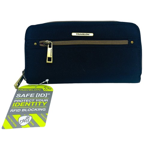 NWT Travelon Safe ID RFID Blocking Zip Around Wallet Black Wristlet eBay