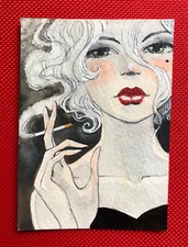 Original Watercolor Female ACEO -Renee Nault (Illustrator/The Handmaiden’s Tale)