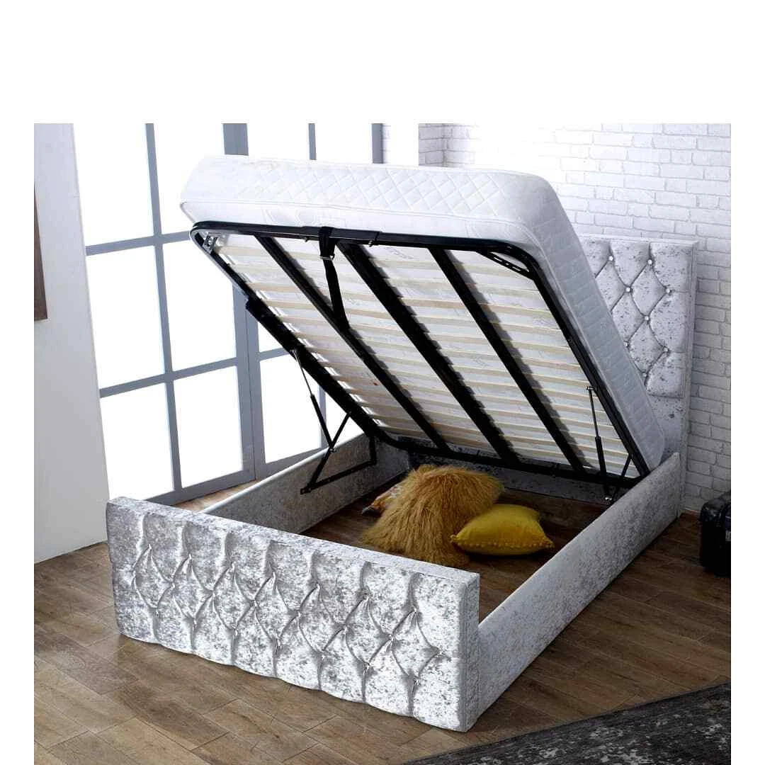 Crushed velvet diamond ottoman clearance bed