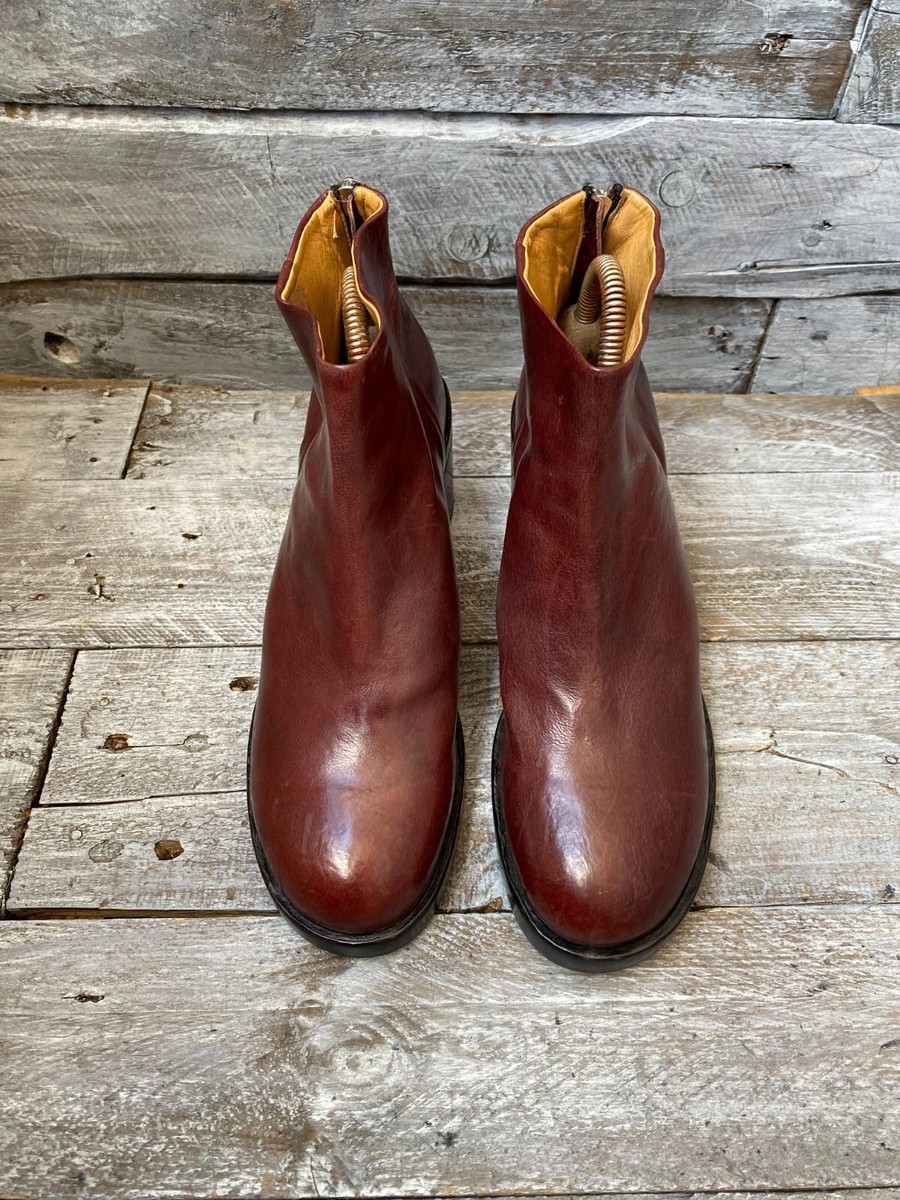 Officine creative back zip burgundy women boots sz 39, avant garde