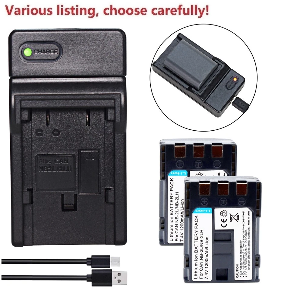 Battery or Charger For Canon NB2L NB-2LH BP-2LH BP-2L12 BP-2L14 BP-2L24H E160814 - Image 2 of 4