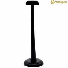 Medieval Helmet Stand Wooden Display Armor Holder Viking Knight Headwear Black