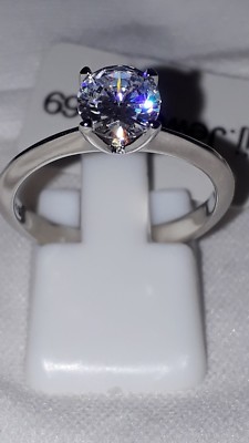 925 STERLING SILBER CZ DIAMANT SOLITÄR VERLOBUNGSRING GR. L USA 6 EU52