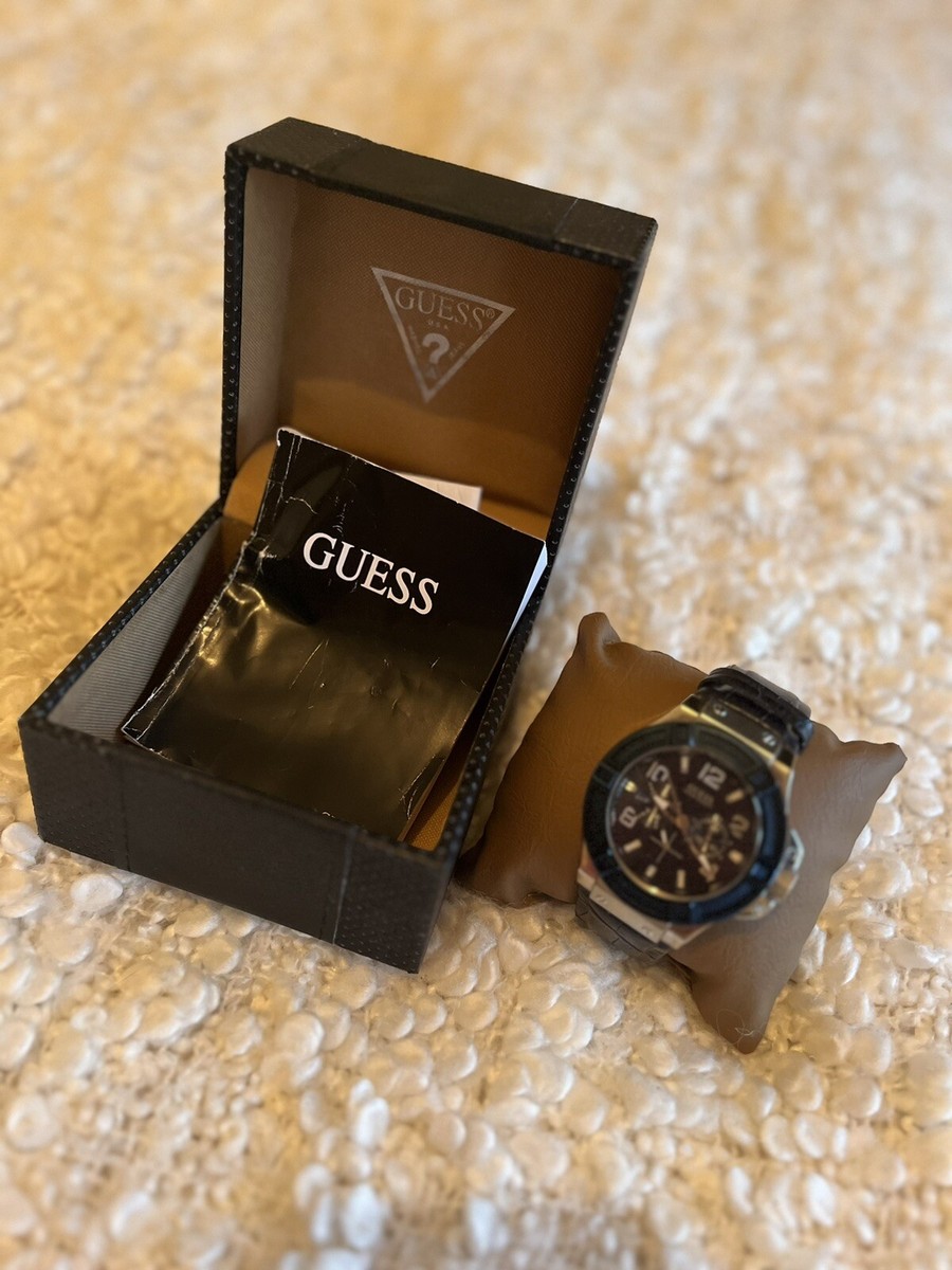 Guess Rigor Gents Watch with Blue Dial Blue Leather Strap W0040G7