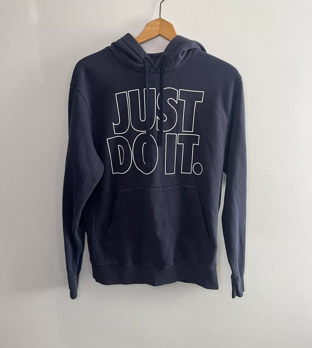 Nike Men s Just Do It Logo Navy Blue Hooded Sweater Hoodie Size