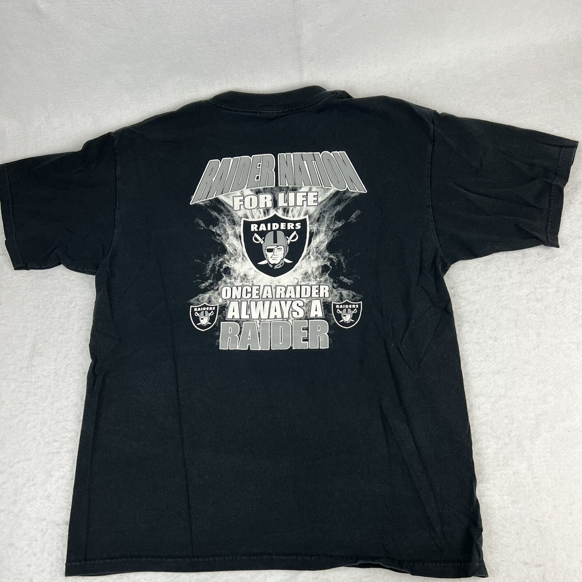 Raiders Nation For Life VTG 90's Shirt L NFL Black Las Vegas