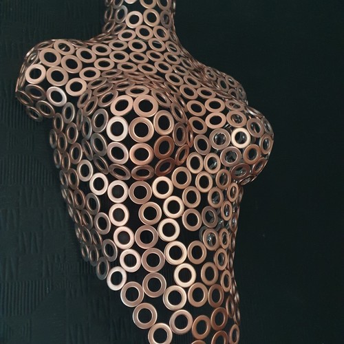 Metal Wall Art Female Front Torso Sculpture Abstract NUDE DECOR Copper HANDMADE - Picture 3 of 4
