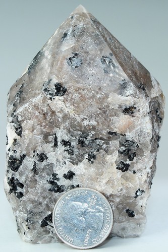 Punta de cuarzo turmalinado brasileño pulido / 3,74" / 94 mm / 15,9 oz / 1763 - Imagen 4 de 12