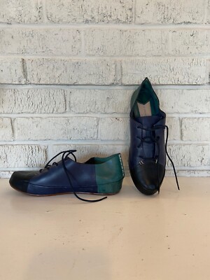 DEREK LAM 10CROSBY Patchwork Green Blue Black Leather Sneaker Size 6.5M