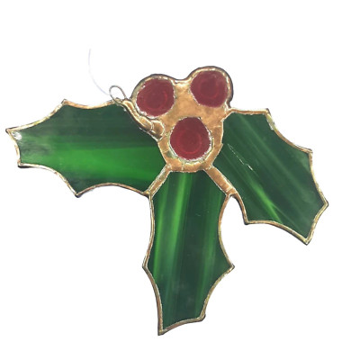 Stained Glass HOLLY Window Hanging Suncatcher Luck Fairies Christmas Ornament