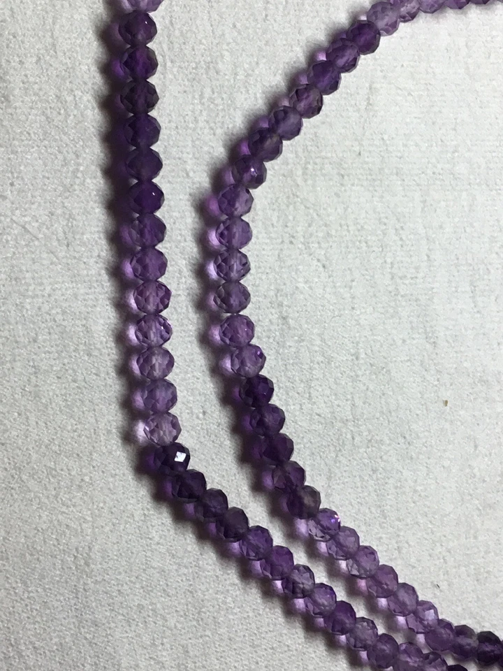 VIBRANT ,SHADED AMETHYST, 3.80MM FACETED ROUND BEADED STRAND,16inch. - Image 3 of 4