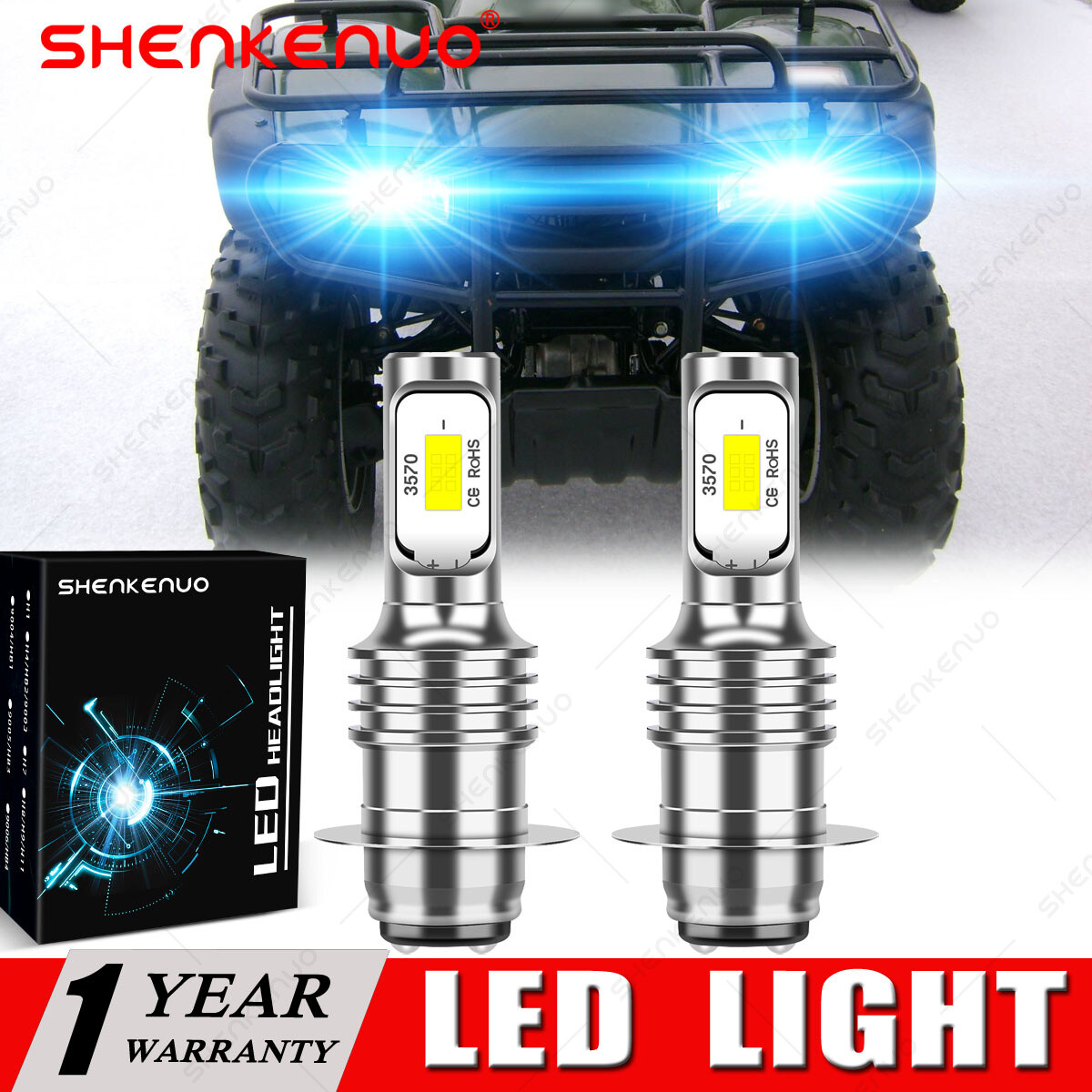 2pcs Motorcycle Headlight LED Light Bulb 12V 100W fit for