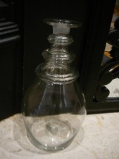 Antique Early American 3 Ringed Blown Glass Wine Decanter