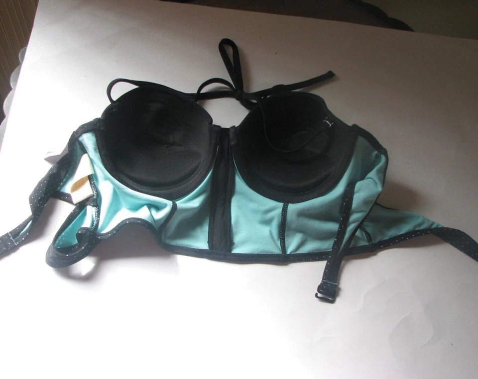 Nuevo OP Negro con Lunares Azules y Cremallera en la Parte Superior Talla Mediana Inferior Grande Foto 4 de 4