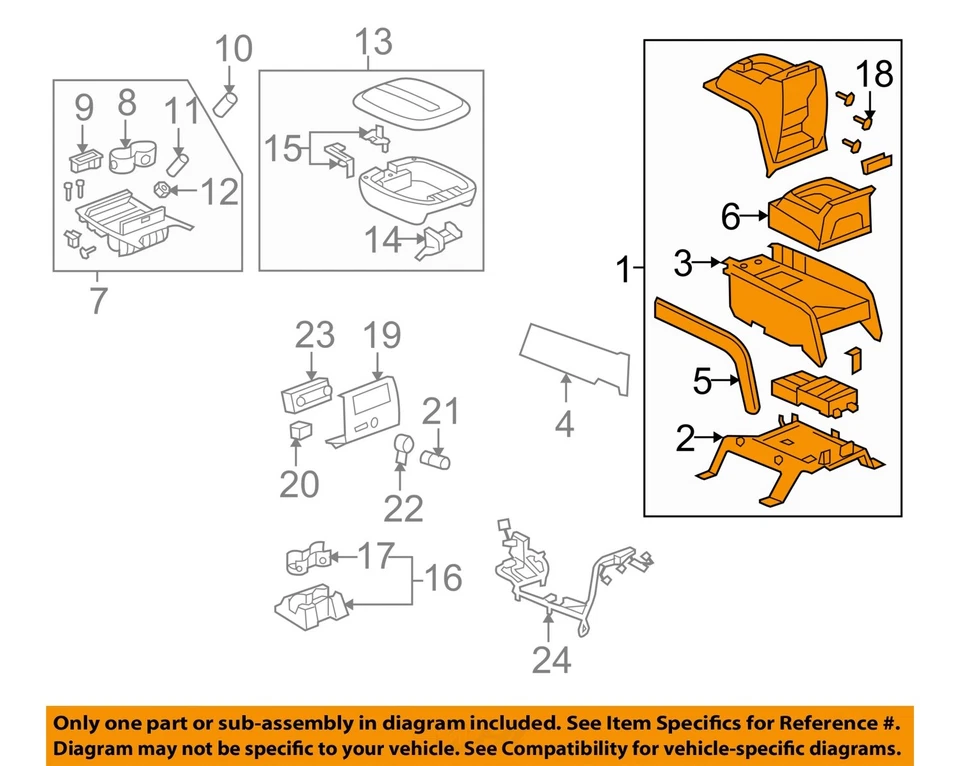 Consola central inferior delantera usada se adapta a: Cadillac Escalade 2013 piso sin híbrido con Foto 3 de 4