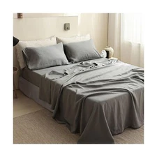 Simple&Opulence 100% Linen Sheets Queen Size Set, 4 Pcs Natural French Linen ...