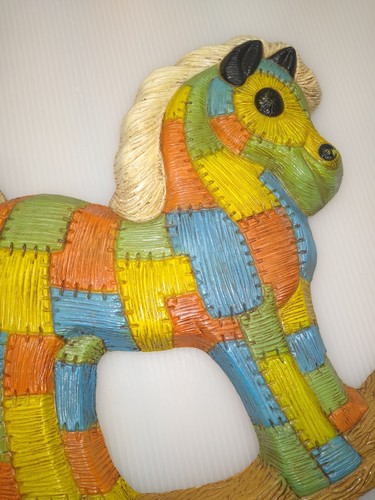 Vintage Patchwork Rocking Horse Hanging 1985 Wall Decor Foam Frankie’s Designs - Photo 2/12