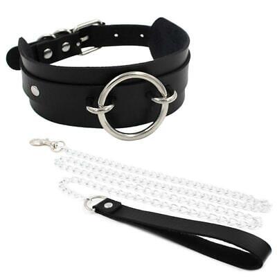 Dungeon Restraint Wear Faux Leather Pendant Punk Necklace Collar Ring Choker 