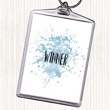 Blue White Win Inspirational Quote Bag Tag Keychain Keyring