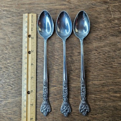 Versailles Stainless Japan Iced Tea Spoons Set of 3 Ornate Floral Scroll 7.5 in