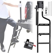 45" Foldable Pickup Truck Tailgate Ladder with Grab Handle, Heavy Duty Univer...