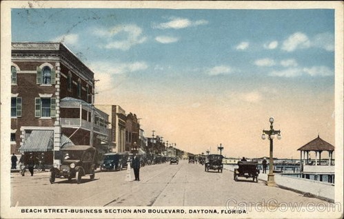 Daytona Beach, FL Beach Street-Business Section and Boulevard 1920 Florida - Imagen 1 de 2