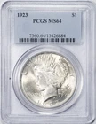 1923 PCGS MS64 Peace Silver Dollar Philadelphia Mint Uncirculated BU+