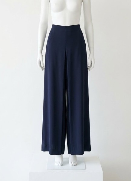 BIANCA SPENDER Size 8 10 $490 Navy Layered Look Wide Leg Drape Tailored Pants