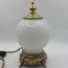 Vintage Leviton White Milk Glass Table Lamp/Ball Lamp- Working