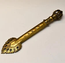 Vintage Tibetan Brass Vajra Sword of Wisdom Manjushri Buddhist Altar Tool 1950s