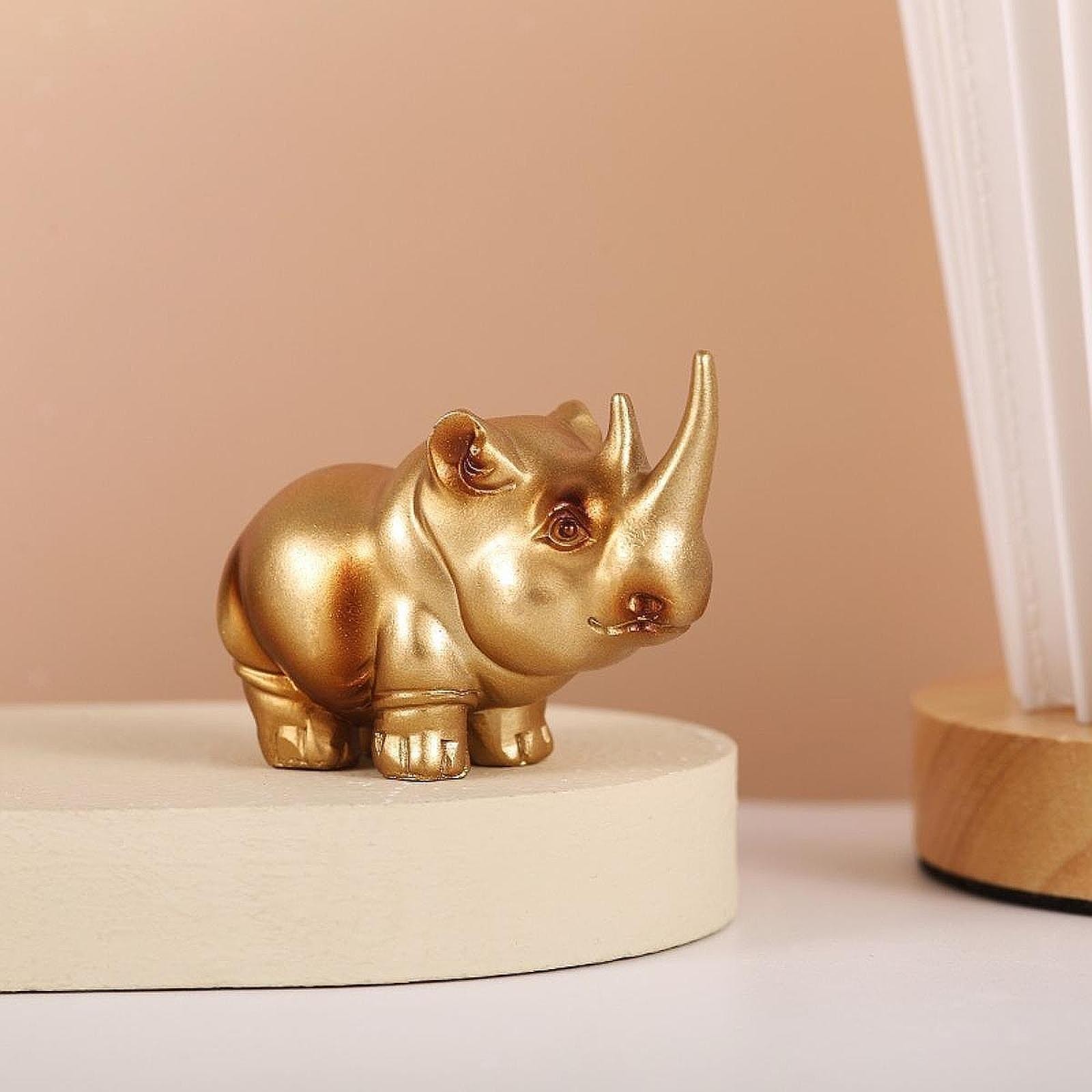 Set di 3 statuette di elefante e ippopotamo rinoceronte per mensola del