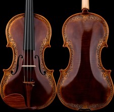 T30 Master Antique Stradivari 1715 Copy Carved Flower Violin 4/4 European Wood