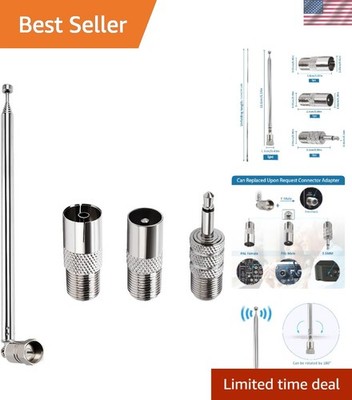 Universal 75 Ohm FM/AM Telescopic Antenna with Adapters for Home Audio Systems