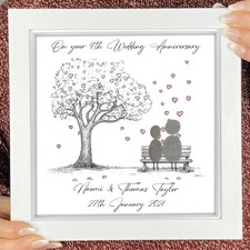 Personalised Pebble Art 4th Wedding Anniversary Gift Keepsake 4 Year Present