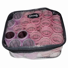 Vintage Goody Self Grip Hair Rollers Set w/ Clear Zipper Case Mixed Sizes