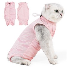 BAMY Cooling Cat Recovery Suit Adjustable Kitty Sterilization Costume M, Pink