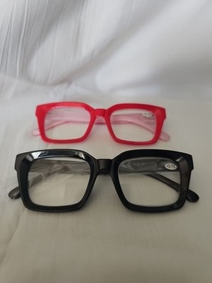 Reading Glasses Women Square Retro 2 Piece Set Strength +3.75